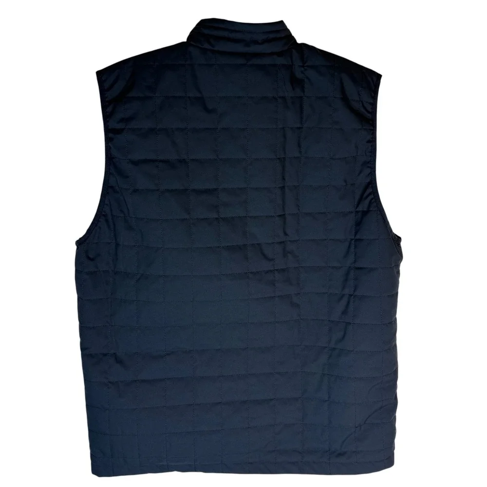 AFTCO Mens Quilted Fishing Vest Navy Blue Full Zip Mock Neck Size Large EUC